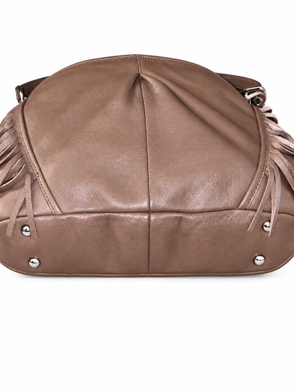 B. MAKOWSKY Taupe Leather Fringe Shoulder Bag - Women's Handbag❤️❤️❤️ - Picture 5 of 7